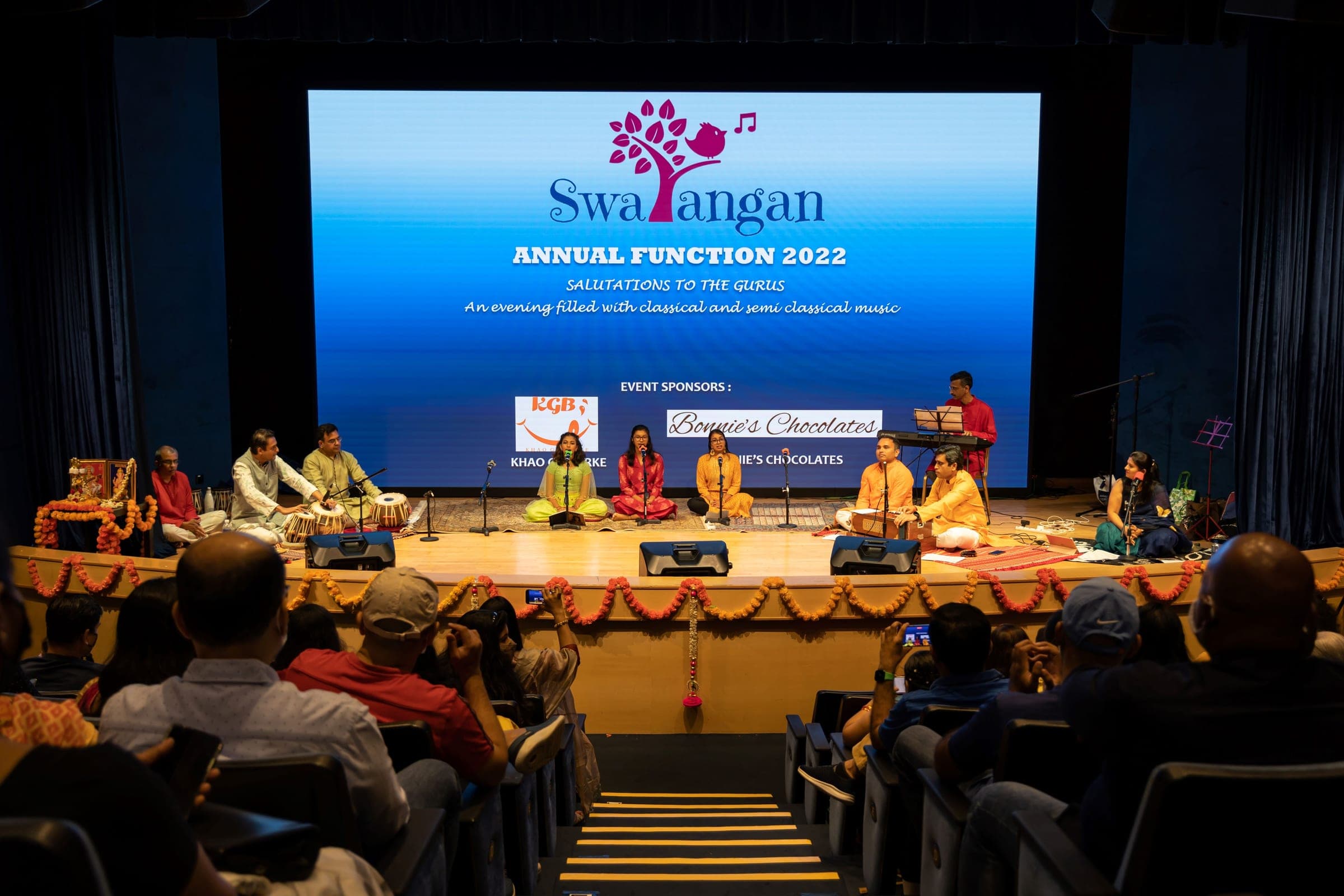 Swarangan students on stage at the 2022 annual function