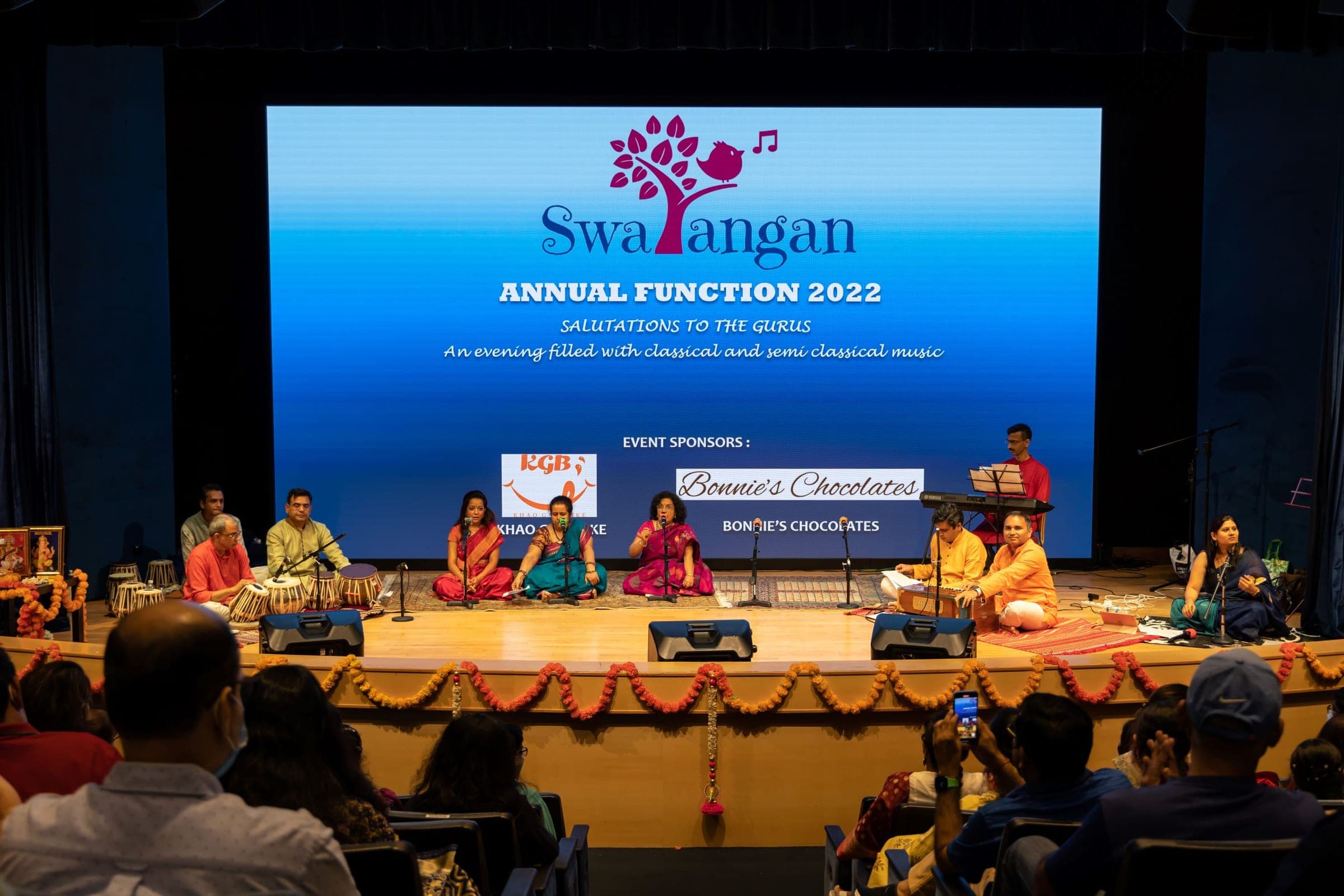 Performers and accompanists at Swarangan's 2022 annual function